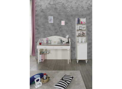 Schreibtisch Kinderzimmer Bücherregal 2tlg. Set Holz Regal Möbel Weiß