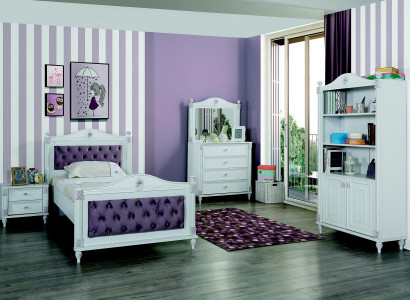 Design Jugendzimmer Set Bett Nachttische Kommode Komplett 4tlg.