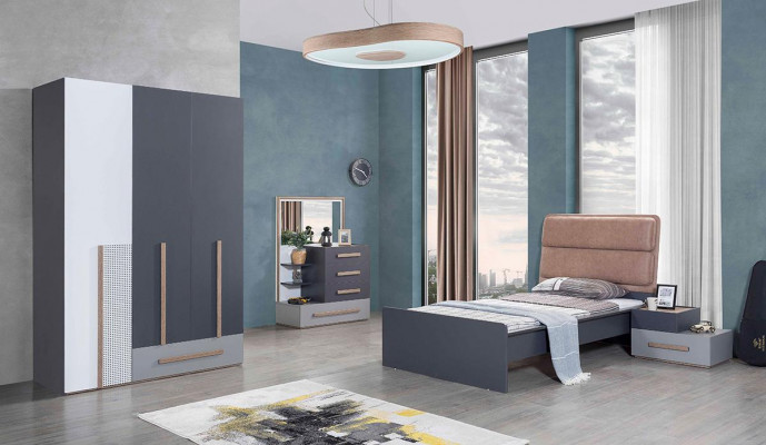 Kinderzimmer Set Bett Nachttisch Jugendzimmer Modern Design 6tlg.