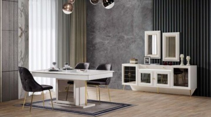 Komplett Set Esstisch 6xStühle Esszimmer Set Ess Gruppe Holz Tisch 9tlg