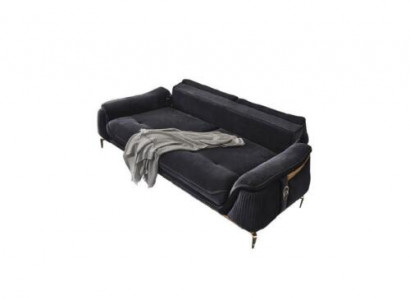 Design Chesterfield Wohnzimmer 3 Sitzer Textil Couch Schwarz Polster