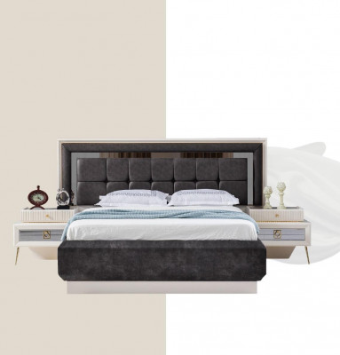 Schlafzimmer Modern Holz Textil Betten Bett Polsterbett Luxus Doppel 