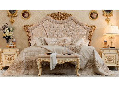 Luxus Doppelbett Bett Stoff Betten Bettrahmen Holz Schlafzimmer Barock