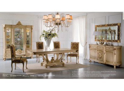Gruppe Esszimmer Esstisch Stuhl Luxus Holz Beige Garnitur Set 8tlg