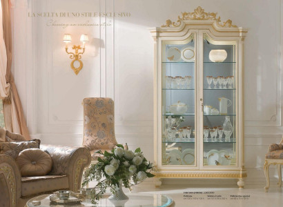 Vitrine Schränke Vitrinen Holz Luxus Wohnzimmer Möbel Beige Schrank