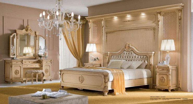 Schminktisch Spiegel Luxus Konsolentisch Beige Schlafzimmer Set