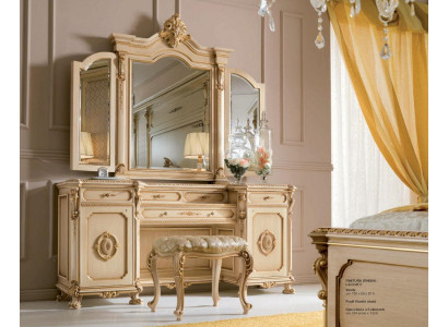 Schminktisch Konsoletische mit Spiegel Konsole Holz Luxus Beige Barock