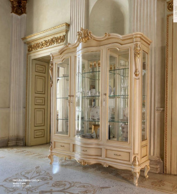 Luxus Vitrine Beige Farbe Perfekte Möbel für Wohnzimmer Holzvitrine