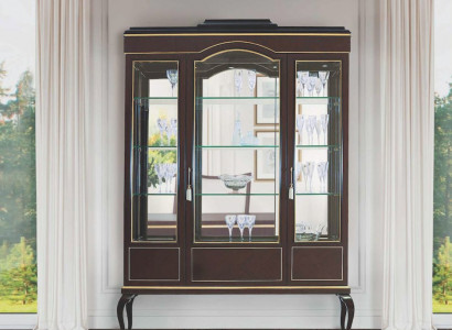 Vitrine Schränke Vitrinen Braun Luxus Schrank Holz Glas Wohnzimmer