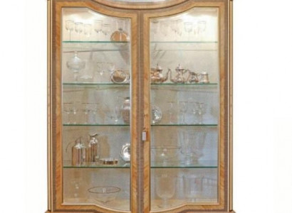 Vitrine Luxus Schränke Vitrinen Holz Wohnzimmer Möbel Gold Beige