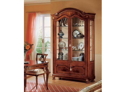 Luxuriös Vitrine Braun Schränke Exklusive Möbel Wohnzimmer Holz Glas