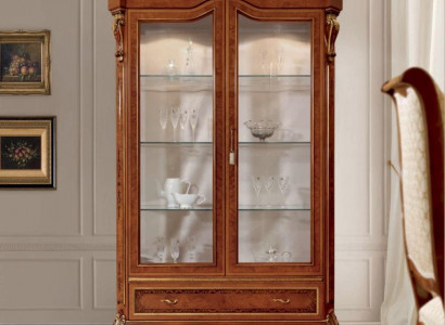 Vitrine Luxus Schränke Vitrinen Holz Wohnzimmer Möbel Gold Barock