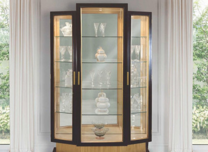 Vitrine Schränke Vitrinen Luxus Schrank Wohnzimmer Holz Schwarz Gold