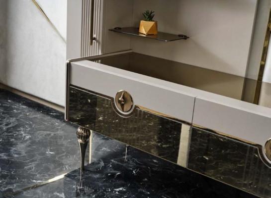 Luxus Wohnwand Italienische Stil TV Ständer Sideboard Grau Wohnzimmer