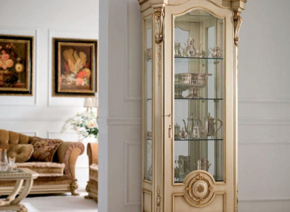 Vitrine Schränke Luxus Vitrinen Holz Wohnzimmer Möbel Gold Schrank
