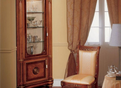 Vitrine Eck Schränke Eckvitrine Holz Wohnzimmer Möbel Braun Barock