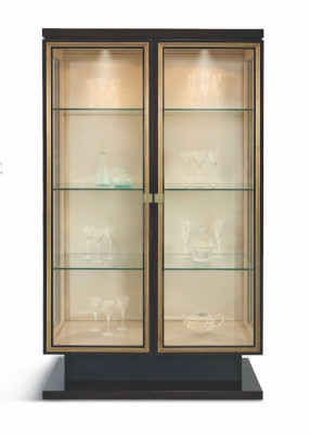 Vitrine Schränke Vitrinen Luxus Schrank Wohnzimmer Holz Glas Schwarz