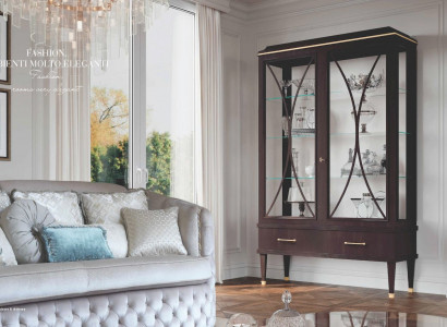 Vitrine Schränke Vitrinen Luxus Schrank Wohnzimmer Holz Braun Glas
