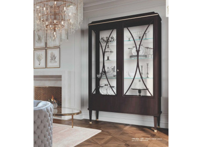Vitrine Schränke Braun Vitrinen Luxus Schrank Holz Glas Wohnzimmer