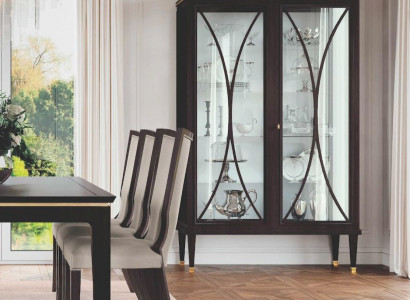 Vitrine Schränke Vitrinen Braun Schrank Luxus Wohnzimmer Holz Glas