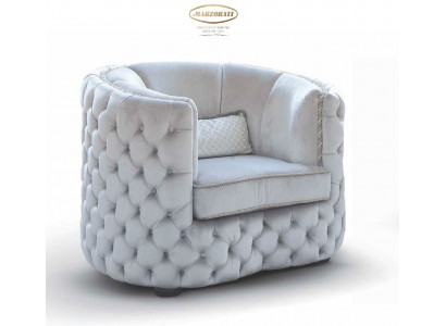 Chesterfield Sessel Sitzer 1 Sitz Stoff Cocktailsessel Luxus Grau 