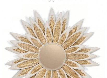 Wandspiegel Spiegel Blume Rund Luxus Schlafzimmer Gold Holz Modern