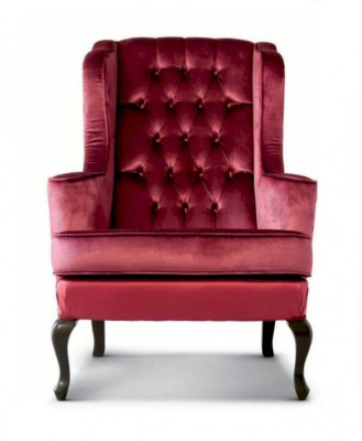 Sessel Luxus Sitzer Sitz 1 Stoff Rot Chesterfield Wohnzimmer Möbel 