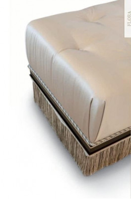 Chesterfield Hocker Ottomane Möbelhocker Polster Stoff Beige Luxus
