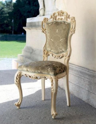 Klassischer Stuhl Luxus Esszimmer Sessel Sitzer Stühle Stoff Beige
