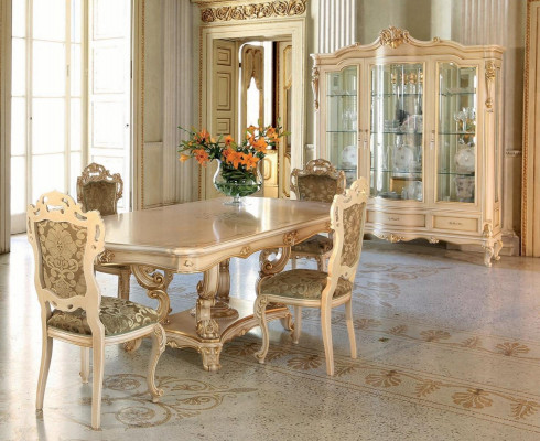Klassischer Stuhl Luxus Esszimmer Sessel Sitzer Stühle Stoff Beige