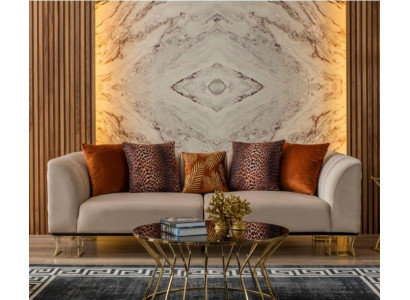 Polster 3-Sitzer Exklusiver Beiger Wohnzimmer Dreisitzer Luxus Couchen