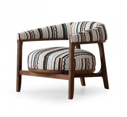 Designer Muster Sessel Wohnzimmer Einsitzer Armlehnen Holz Sitz Möbel
