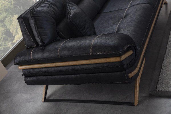 Stilvoll 3-Sitzer Sofa Exklusive Schwarz farbe Luxus Möbel in Wohnzimmer