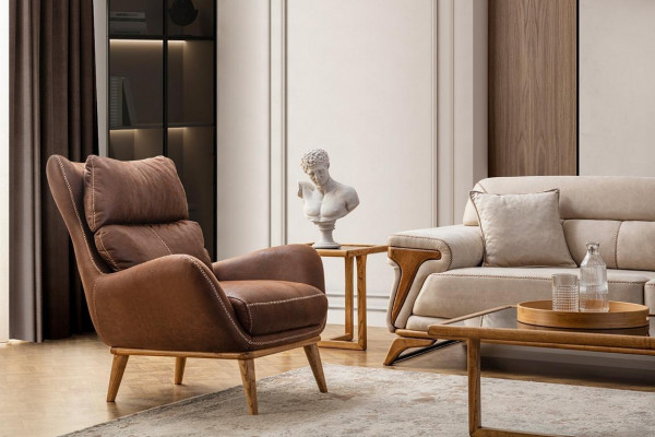 Exklusive Sessel Braun Farbe Eleganter Möbel Kunstleder Polstermöbel