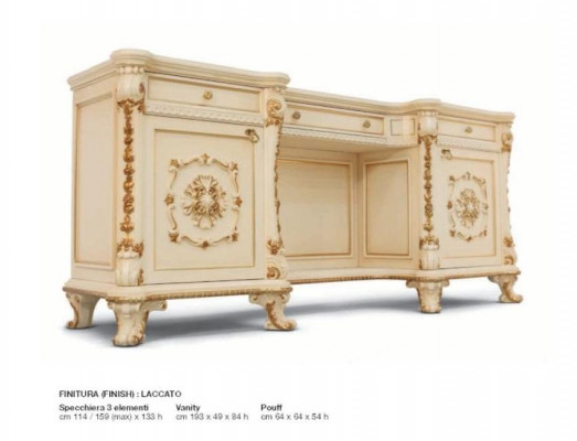 Barock Schminktisch Spiegel Konsole Tische Holz Beige Set Schlafzimmer