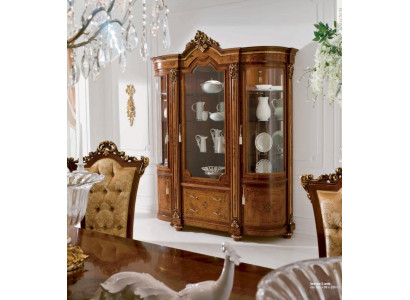  Vitrine Schränke Vitrinen Holz Luxus Glasschrank Möbel Schrank Braun Barock Neu 