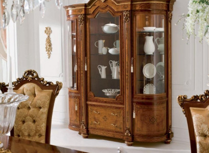  Vitrine Schränke Vitrinen Holz Luxus Glasschrank Möbel Schrank Braun Barock Neu 