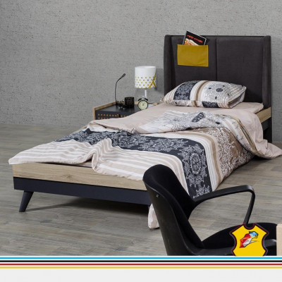 Bett Holz Betten Bettgestell Jugendzimmer Kinderzimmer Schwarz Einzelbett