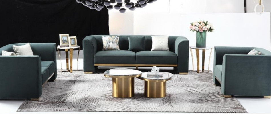 Rund Tisch Couch Marmor Runde Tische Beistell Edelstahl Doppel Set 2tlg Möbel