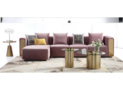 Ecksofa L-Form Couchtisch Polster Ecke Wohnzimmer Luxus Möbel Sofa Couch 3tlg