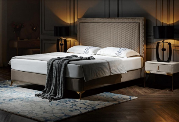 Bett 3tlg. Schlafzimmer Set Design Luxus Schlafzimmer Hotel Möbel 2x Nachttisch