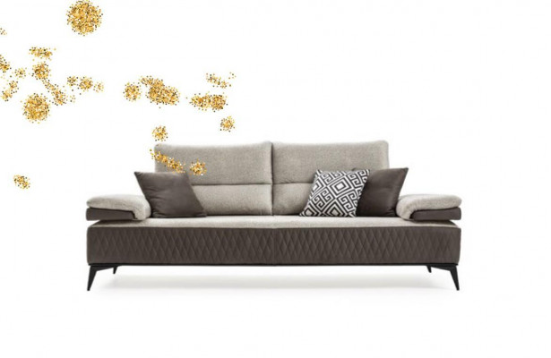 Luxus Dreisitzer Moderne Couch Möbel Grau Couchen Klassische Sofas Stoff Textil