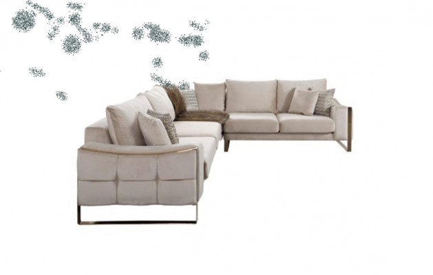 Ecksofa L Form Sofa Couch Design Couchen Polster Textil Eck Garnitur Beige