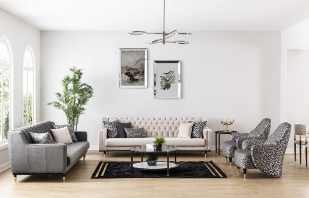 Klassische Grau Sofa 3 Sitz Sofas Sitz Design Couch Dreisitzer Luxus Möbel Stil