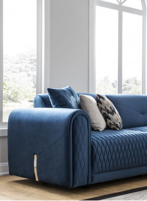 Luxus Sofa 4 Sitzer Wohnzimmer Modernes Design Blau Sofas Leder Couchen Neu