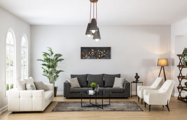 Luxus Sofa 4 Sitz Stoff Wohnzimmer Modernes Design grau Sofas Polster Couchen