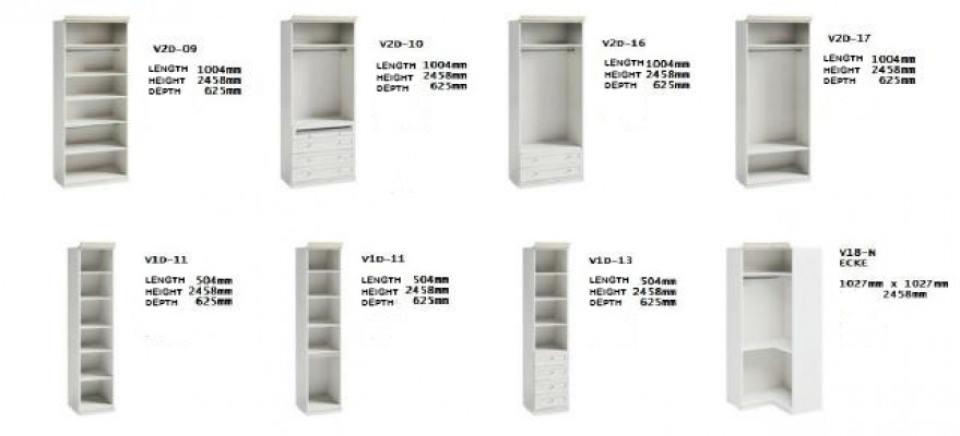  Element Model V-18N für Begehbarer Schrank Kleiderschrank Italienische Möbel