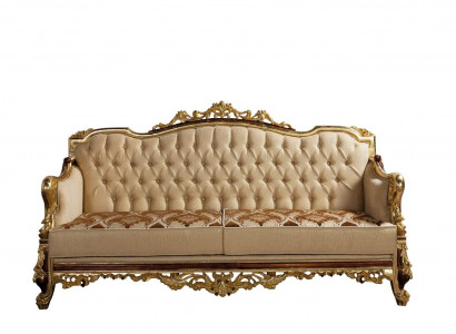 Chesterfield Couch Barock Dreisitzer Möbel Sofa Couchen Stoff Gold