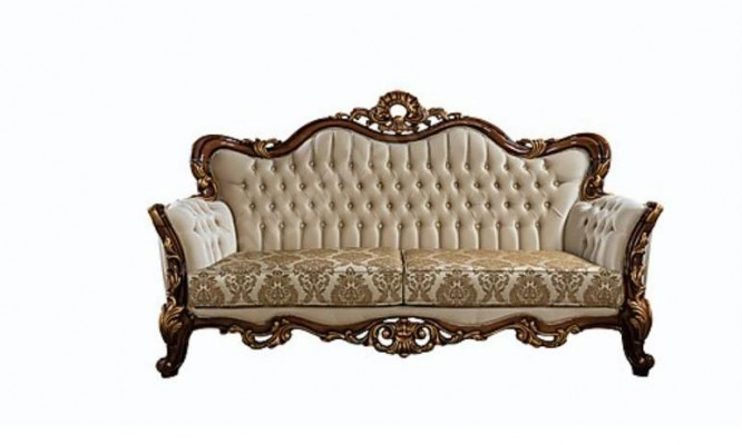 Chesterfield Barock Dreisitzer Möbel Sofa Couchen Stoff Gold Couch