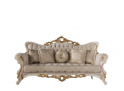 Chesterfield Barock Couch Möbel Sofa Couchen Stoff Gold Dreisitzer